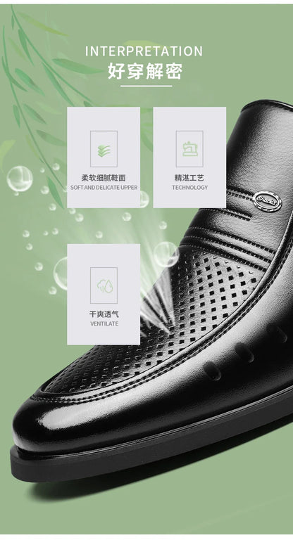 New Designer Big Size Leather Shoes For Men Summer Breathable Hallow Business Casual Shoes Male Solid Color Fashion Loafers Man