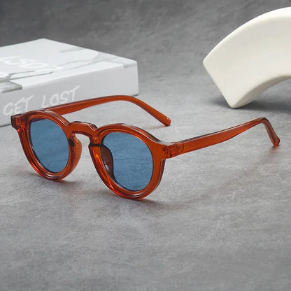 Round Sunglasses Women Men Punk Shades Retro Trending Sun Glasses Clear Lens Frame UV400 Female