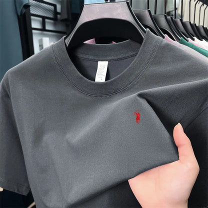 100% cotton men's short sleeve T-shirt fashion brand Paul Pony embroidery summer new high-end comfortable casual round neck top