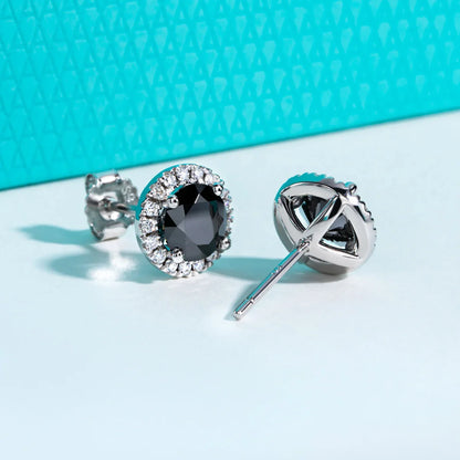 1ct Black Moissanite Classic Earring 925 Sterling Silver 18K Plated Stud Earrings for Woman Fine Jewelry Wholesale