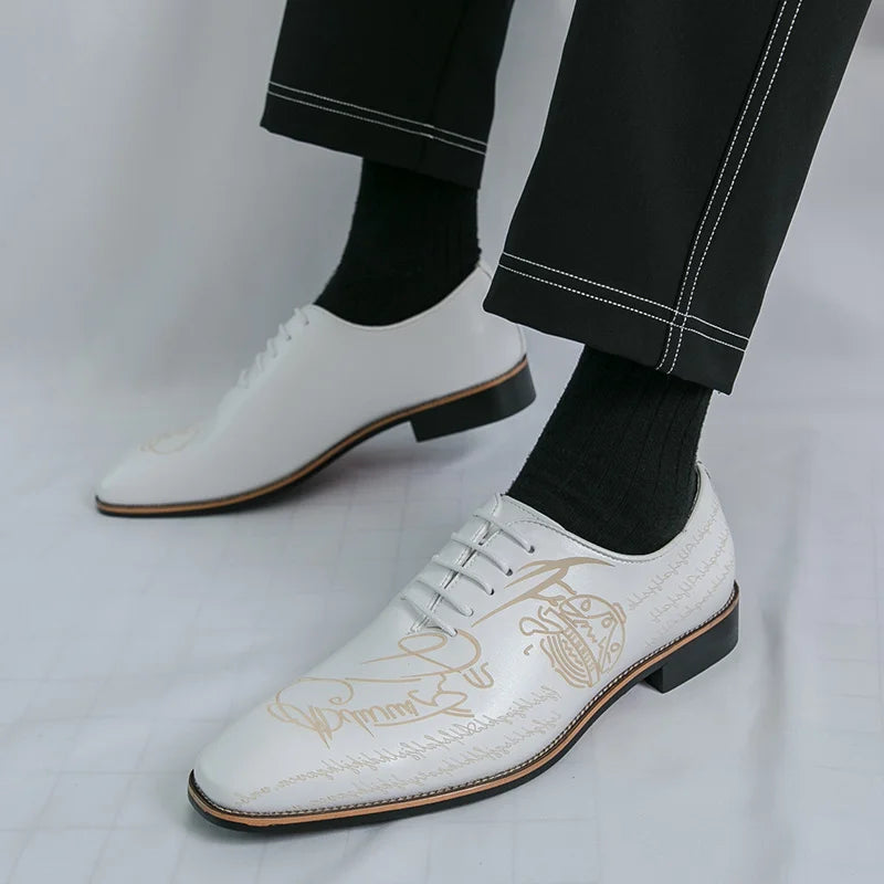 White Elegant Men Dress Shoes Leather Oxford Shoes Man Business Formal Shoes Design Social Shoes Male apatos para hombre