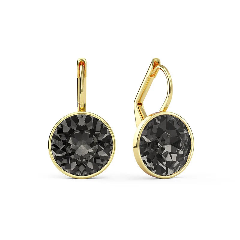 Earring for Women Christmas Birthday Premium Austrian Crystals Round Cut Dangle Silver Gold Color Pierced Jewelry