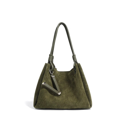 New Split Cow Leather Women's Faux Suede Bag Autumn Winter Underarm Bag for Lady Shoulder Crossbody Bag