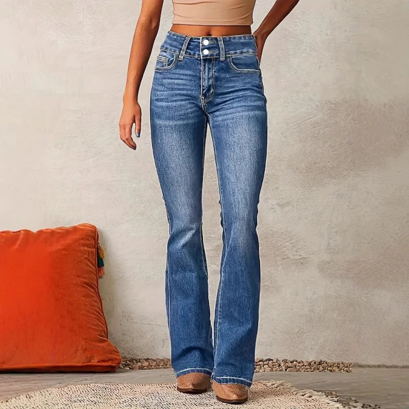 Retro Stretch Jeans Women's Spring Washed Street Micro-Large Trousers