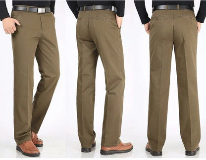 Winter Men's Thicken Fleece Casual Pants Stretch Loose Straight Warm Business Trousers Velvet Fashion Leisure Office Suit Pants