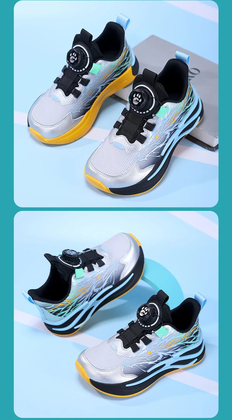 New Anti-skid Leather Kids Sneakers for Boys Running Walking Lightweight Casual Shoes With Fashion Dragon Pattern Size 31-38