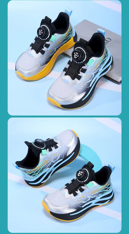 New Anti-skid Leather Kids Sneakers for Boys Running Walking Lightweight Casual Shoes With Fashion Dragon Pattern Size 31-38