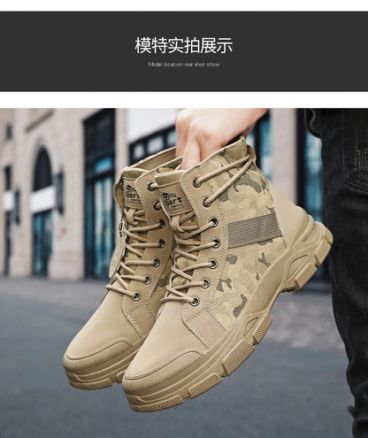 Camouflage Boots for Men Autumn Winter Platform Boots Outdoor High-top Shoes Men Ankle Boots Buty Robocze Meskie wear-resistant