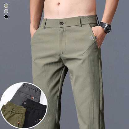 Men's Business Slim Pants Spring Thin Fashion Pocket Casual Trousers Comfortable Letter Labeling Pants Male Clothes