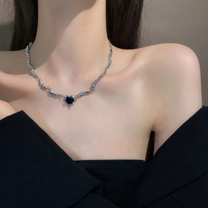 Korean Trend Love Butterfly Clavicle Chain For Women Shiny Multilayered Heart Necklace Collarbone Chain Valentine's Day Gifts
