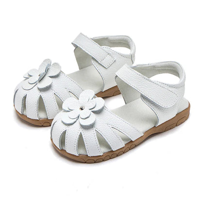 Hot selling little girl flower Sandals kids closed toe princess shoes for summer 3-7years older