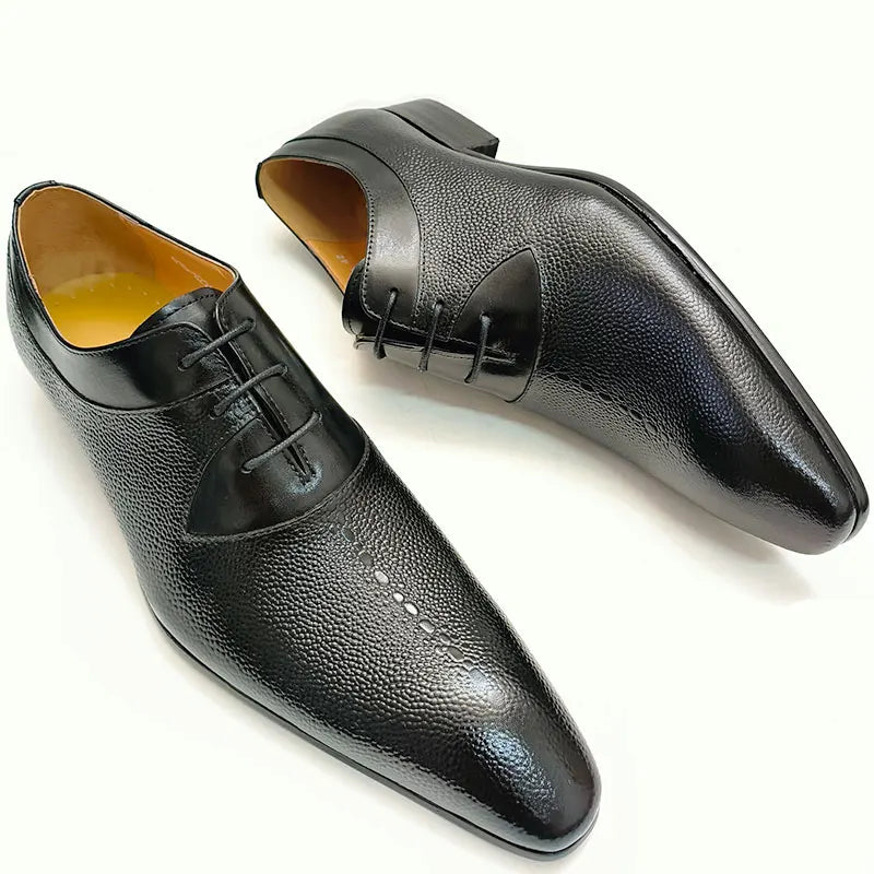 Classic Men's Leather Shoes Lace Up Fashion Genuine Leather Oxfords Men Shoes Handmade Dress Formal Office Trendy Man's Footwear