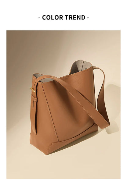 Lady Women Hobo Bucket Bag Split Leather Fashion Shoulder Bags Large Capacity Handbag Wide Adjustable Strap Female Bags