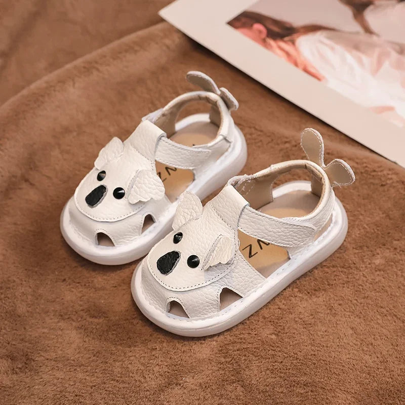 Summer Children Shoes Baby Girls Boys Genuine Leather Sandals Soft Sole Anti Slip Toddler Shoes Cartoon Kids Brach Sandals