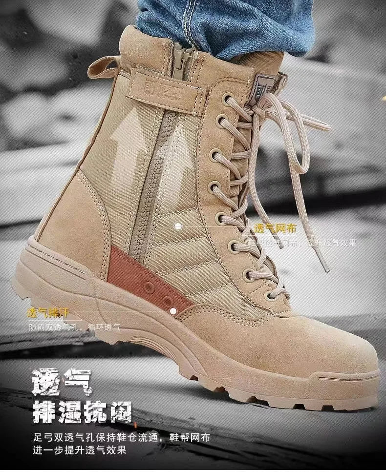 2026 New Winter Combat Boots Outdoor Wear-Resistant Hiking Men and Women Tactical Training Botas High Top Desert Shoes