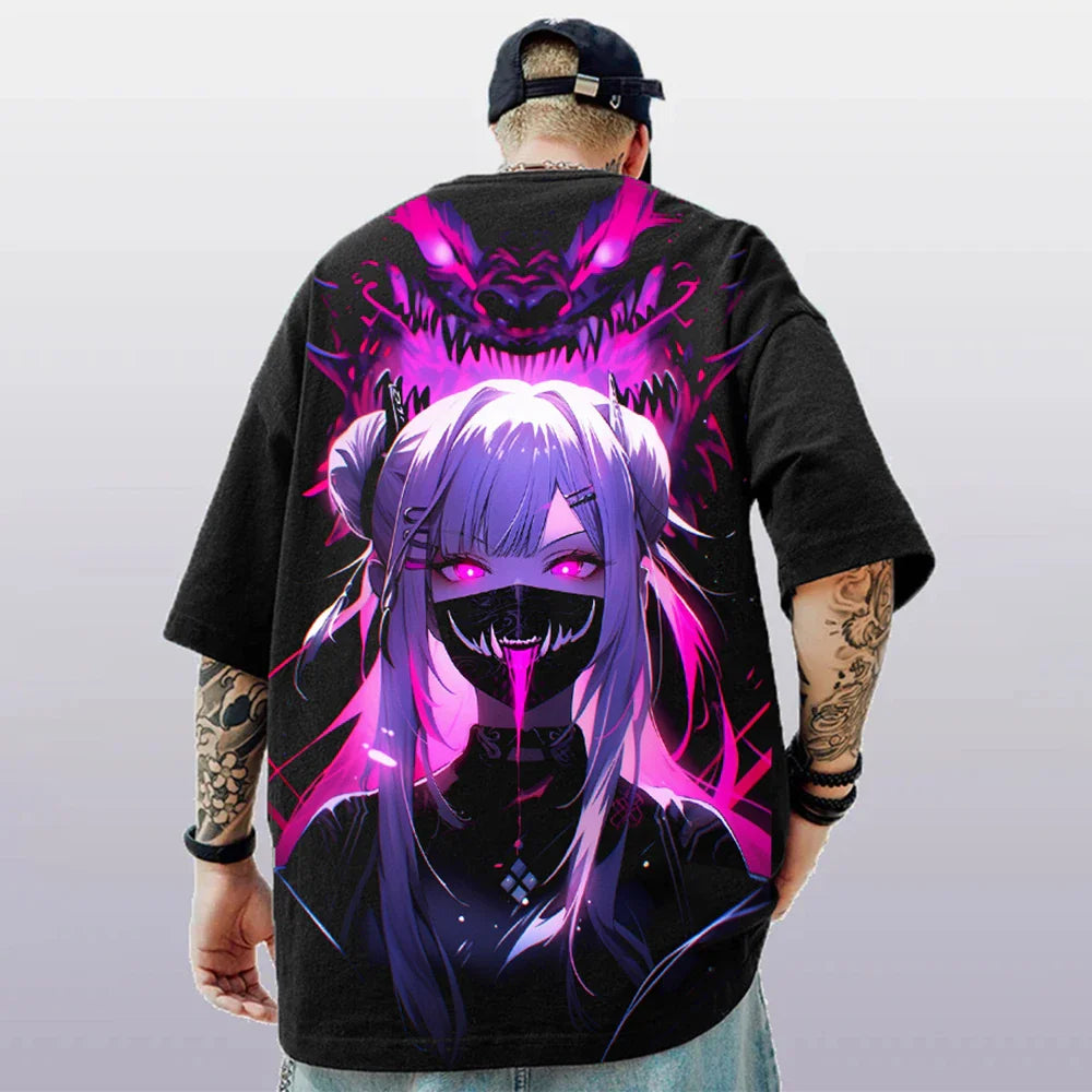 3d Anime Character Print Men's T-Shirt 2024 New Oversized Short Sleeve T-Shirt For Men Street Hip-Hop Tee Top Quick Dry T Shirts