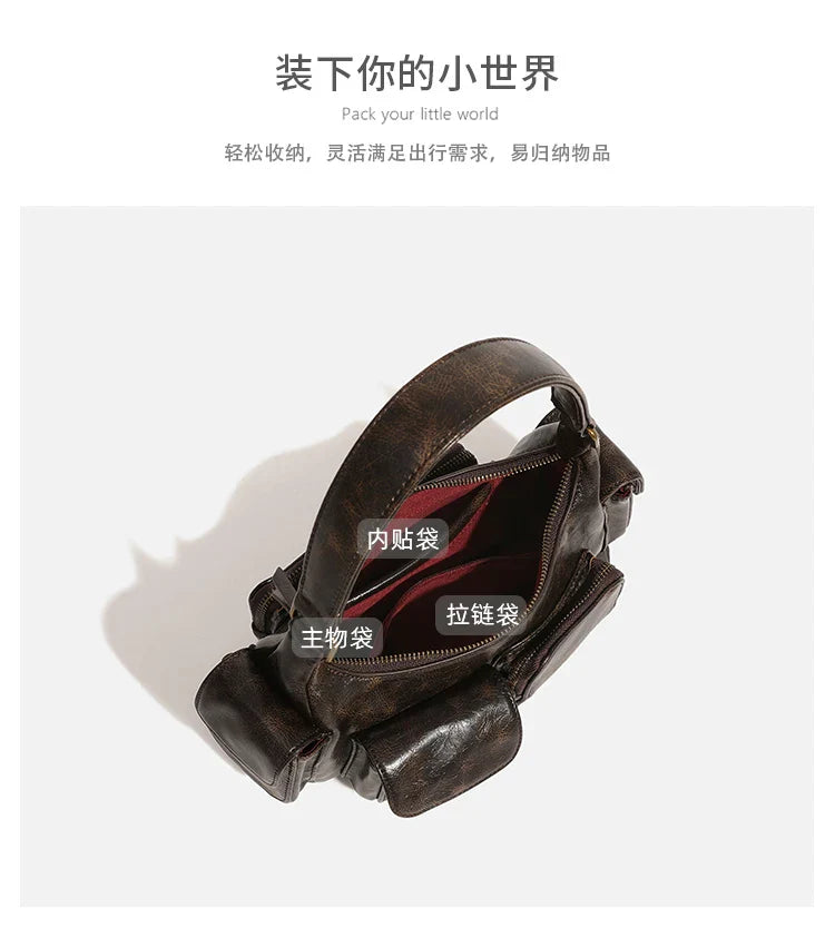 Small Double Pockets Shoulder Bags for Women 2024 New Fashion Trend Designer Underarm Bag Female Handbags and Purses Retro