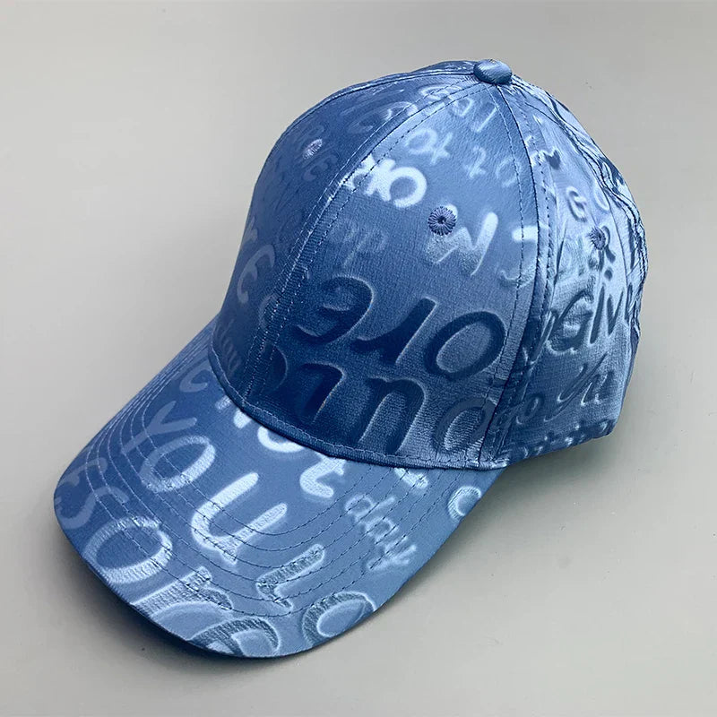 New Kpop Shiny Reflective Graffiti Letter Men Women Baseball Hats Cotton Comfortable Street Tie-dyed Fashion Sport Hip Hop Caps