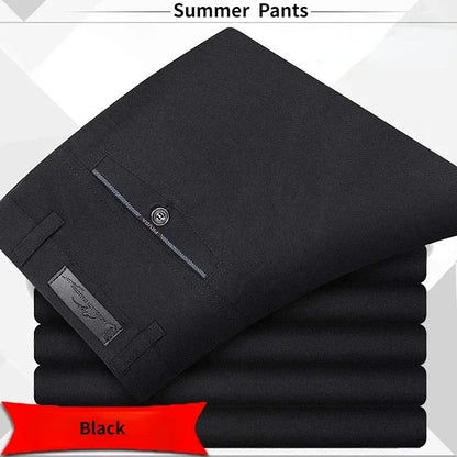 Autumn Thick  Summer Thin Casual Pants Men Straight Formal Long Trouser Adult Solid Color Flat Design Suit Pant Business GOZBKF