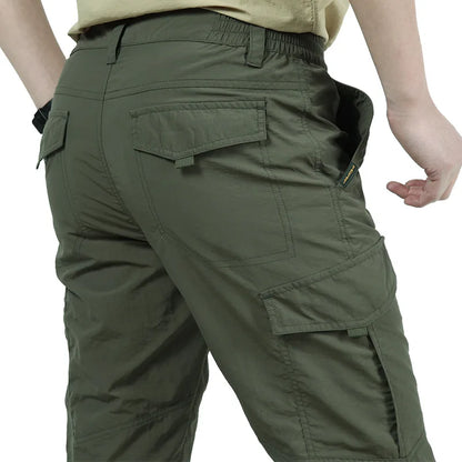 Summer Quick Dry Pants Men Tactical Cargo Trousers Outdoor Work Waterproof Cargo Trousers Multi-pocket Wear-Resistant Train Pant