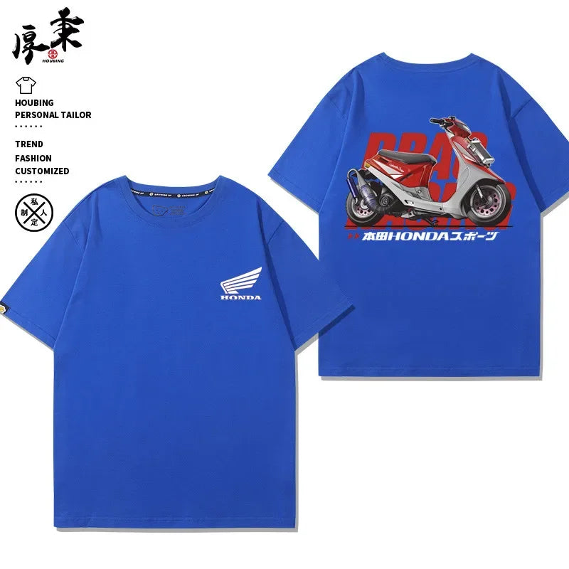 Motorcycle T Shirt Men Scooter Racing Graphic Tee 100% Cotton Casual Streetwear Top