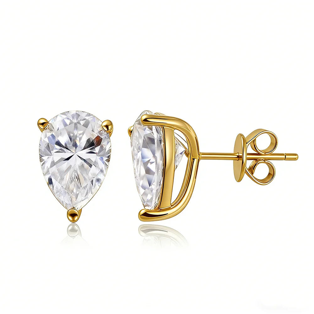 0.5-4Carat Pear Cut Moissanite Stud Earrings 100% S925 Silver Waterdrop Lab Diamomd Ear Studs for Women Fine Jewelry Gift