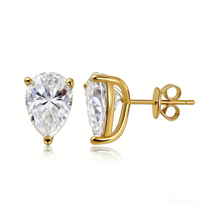 0.5-4Carat Pear Cut Moissanite Stud Earrings 100% S925 Silver Waterdrop Lab Diamomd Ear Studs for Women Fine Jewelry Gift