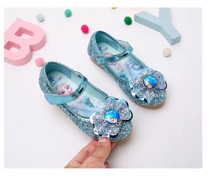 Frozen Girls Princess Shoes Spring and Autumn Flat Paillette Shoes Children's Soft Sole Baby Casual Shoe Party Shoes