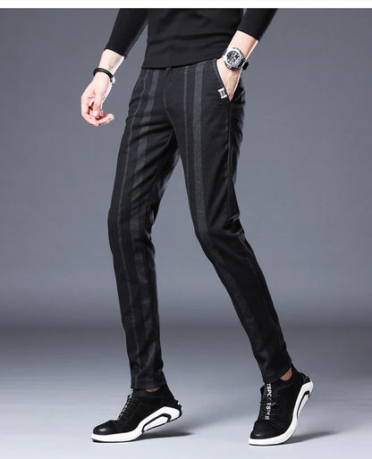 Business Casual Pants Men Slim Fit Fashionable Outdoor Elastic Breathable Sports Pants Formal Fashion Korean Clothes Trousers