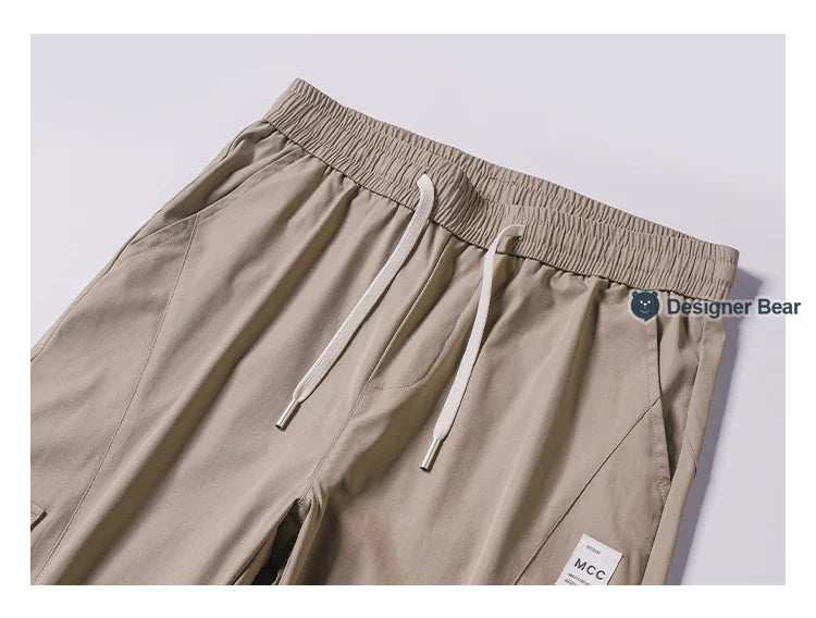 Spring Summer Thin Men's Cargo Pants Loose Tapered Elastic Cuff Jogger Trousers Quick Dry Casual Outdoor Haren Pants Male 5XL