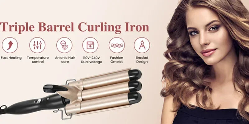 Professional Hair Curling Iron Ceramic Triple Barrel Hair Curler Irons Hair Wave Waver Styling Tools Hair Styling Appliances