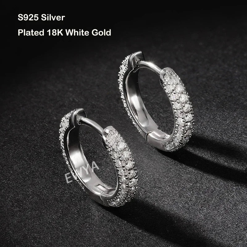 Luxury Designer 0.8cttw D Color Full 1mm Moissanite Hoop Earrings S925 Sterling Silver Earring For Women Party Fine Jewelry