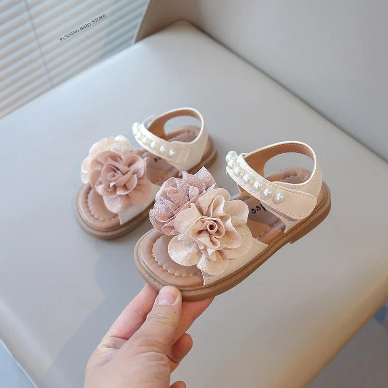 Korean Style Summer Sandals for Girls Flowers in Full Bloom Children's Beach Shoes Flexible Soft-sole Kid's Girl Sandals I060683