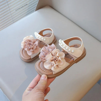 Korean Style Summer Sandals for Girls Flowers in Full Bloom Children's Beach Shoes Flexible Soft-sole Kid's Girl Sandals I060683
