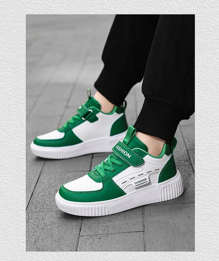 Green Skateboard Shoes Kids Trainers Fashion Lightweight Children's Sports Shoes Comfortable Non-slip Casual Sneakers For Boys