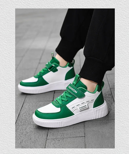 Green Skateboard Shoes Kids Trainers Fashion Lightweight Children's Sports Shoes Comfortable Non-slip Casual Sneakers For Boys