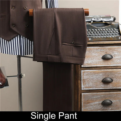 Man Outfit Turn Down Collar Long Sleeve Blazer Men Turn Down Collar Vest Straight-leg Pant Male Striped Slim 3-piece Suit Set