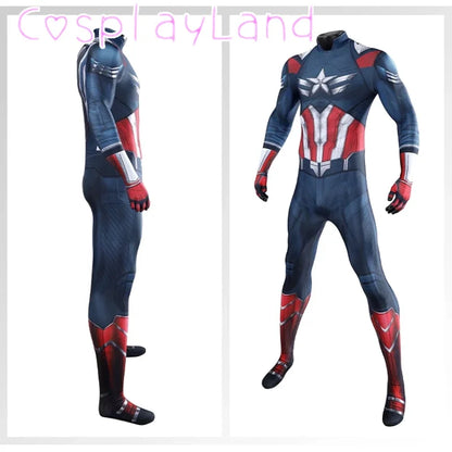 New Superhero Captain Steve Rogers Cosplay Costume Jumpsuit Adult Men Halloween Comic Con Outfit Custom Made Superhero Suit