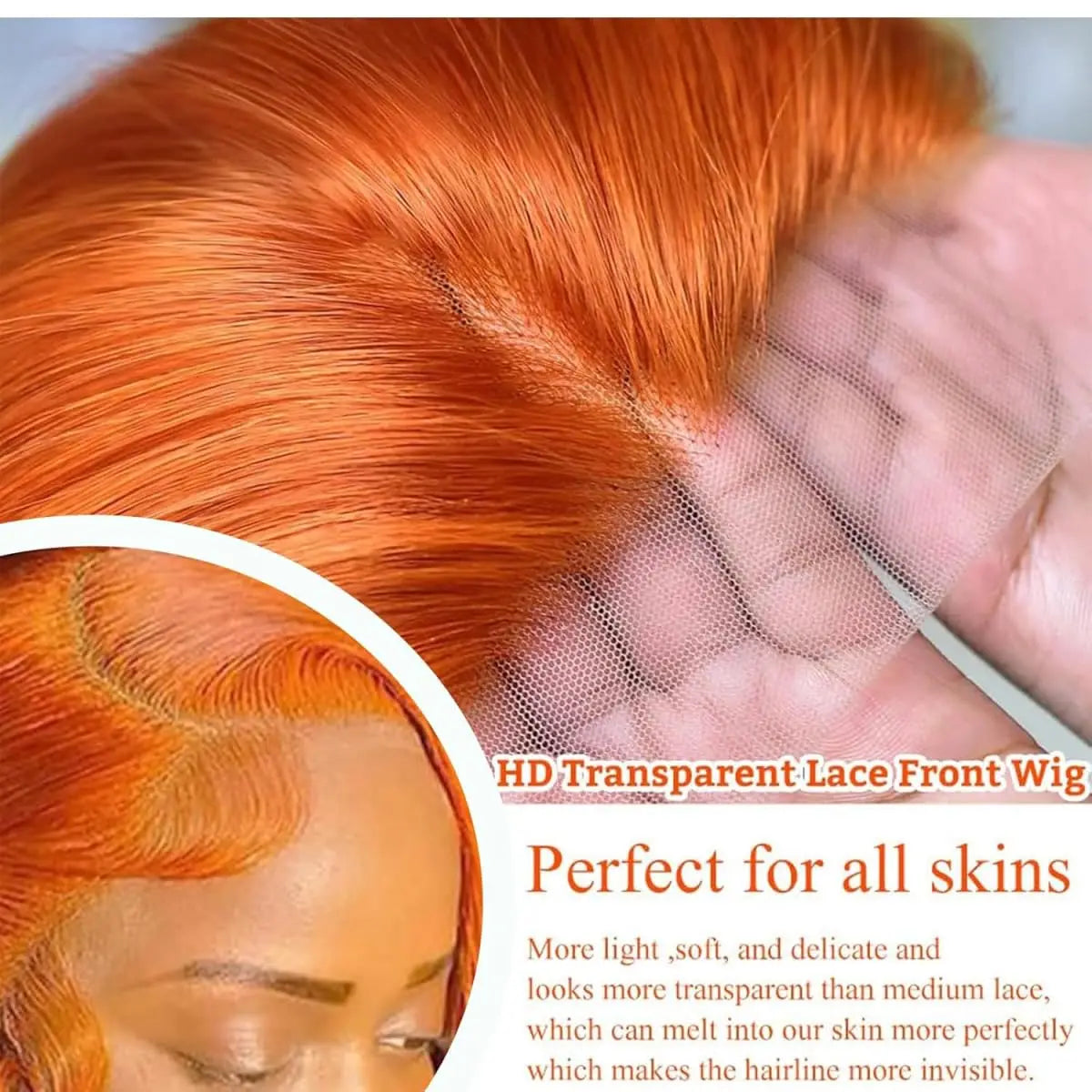 Ginger Wig Human Hair 30 Inch 200 Density 13x6 HD Transparent Lace Front Wigs Human Hair Pre Plucked Straight Wig Human Hair