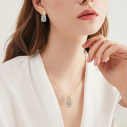 6.0CTW 8MM VVS1 Moissanite Jewelry Set 925 Silver Infinity Pendant Necklace Drop Hoop Earrings Sets for Women Gifts