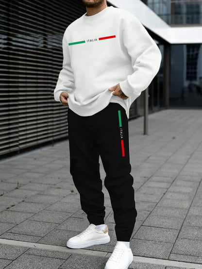 Autumn Mens Tracksuit Italy O Neck Sweatshirt Sweatpants Casual Sports Single Piece Tops Pants Man Clothing Hip Hop Streetwear