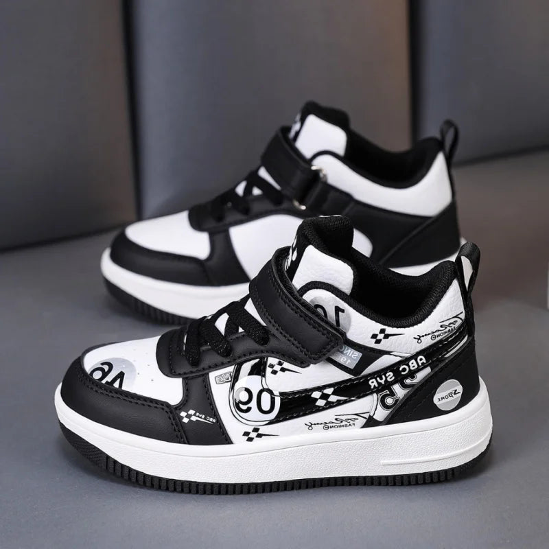 Cute girls and boys basketball shoes school activities children's casual shoes low-cut shoes autumn and winter new leather shoes