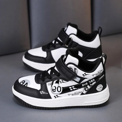 Cute girls and boys basketball shoes school activities children's casual shoes low-cut shoes autumn and winter new leather shoes