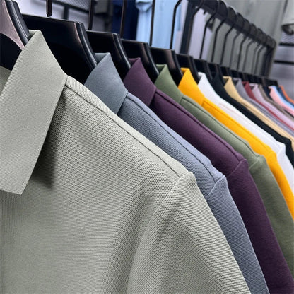 100Cotton High Quality Men's Polo Shirt Breathe Solid Color Soft Dog Print Short Sleeve Summer Lapel T-Shirt Business Menswear