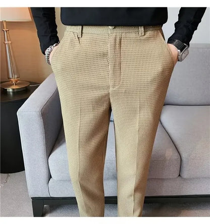 Spring Summer Men's Smart Casual Suit Pants Fashion Slim Fit Solid Color Youthful Vitality Suit Trousers Men Korean Dress Pants