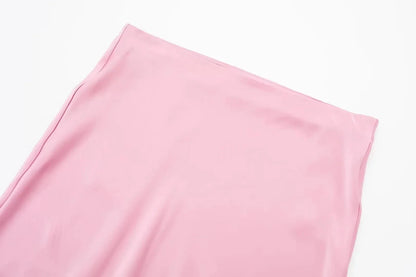2024 Y2K Casual Women Long Skirt Spring Elastic High Waisted A-Line Casual Female Satin Skirts High Street Lady Skirts