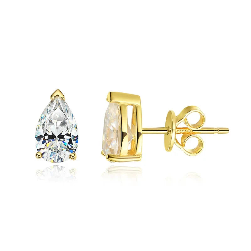 1CT 2CT 4CT Pear Cut Moissanite Stud Earrings for Women Sparkling Solitaire Jewelry 925 Sterling Silver Valentine Gift