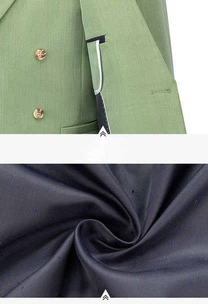 ( Jacket + Vest + Pants ) S-5XL Luxurious Men's Green Business Suit 3Pcs Prom Banquet Party Groom Wedding Dress Solid Color Suit