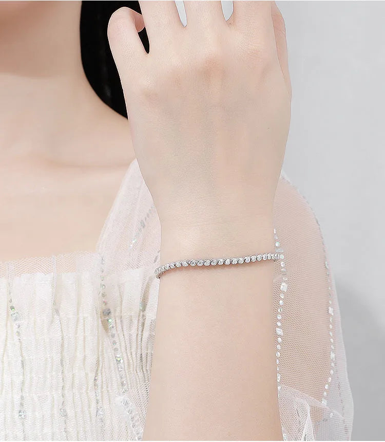 2mm Moissanite Bubble Tennis Bracelet For Women S925 Silver Sparkling Wedding Bracelet Can Pass Diamond Test Fine Jewelry