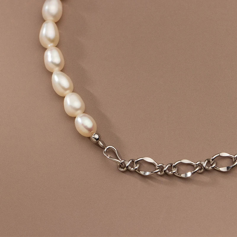 925 Sterling Silver Baroque Pearl Fashion Bracelet Chain Link For Women Irregular Design Fine Female Jewelry Gifts